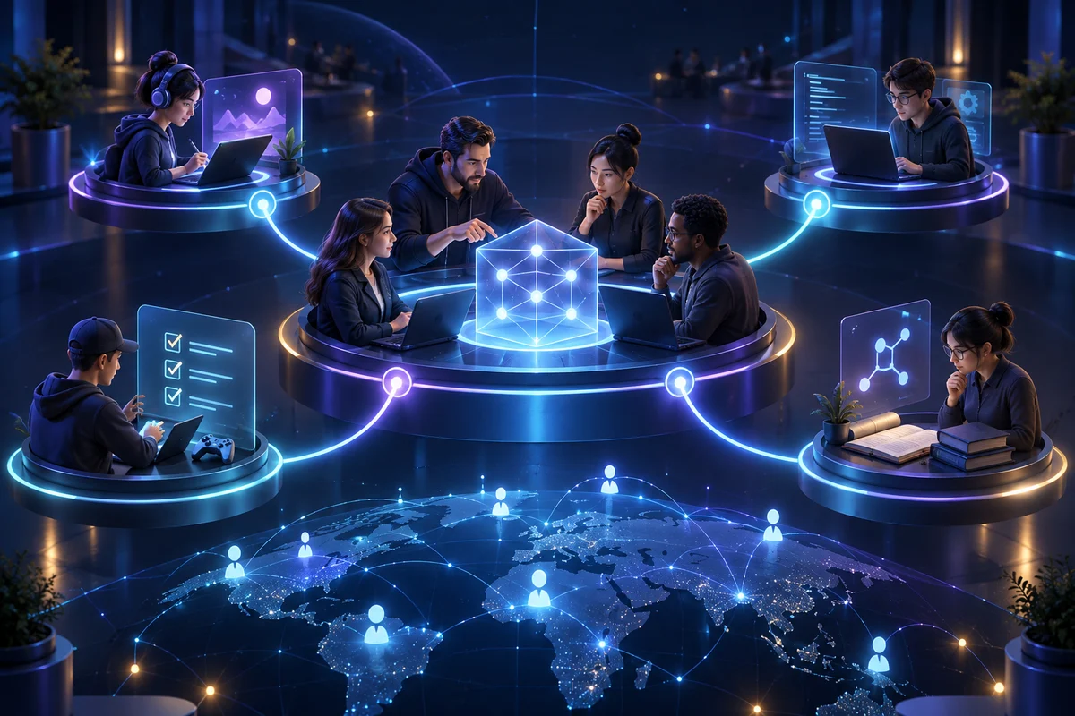Web3 project team launching a campaign with a global contributor network