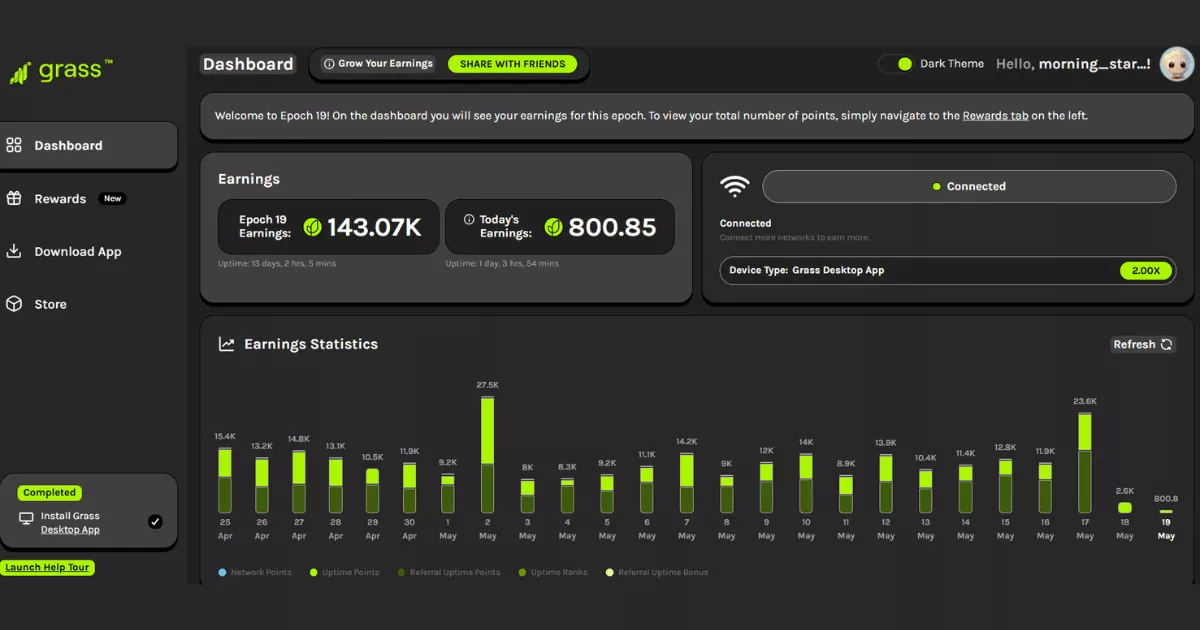 Grass DePIN Airdrop Dashboard