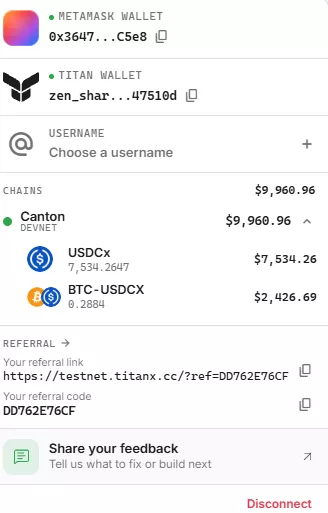 Titan Testnet Trade