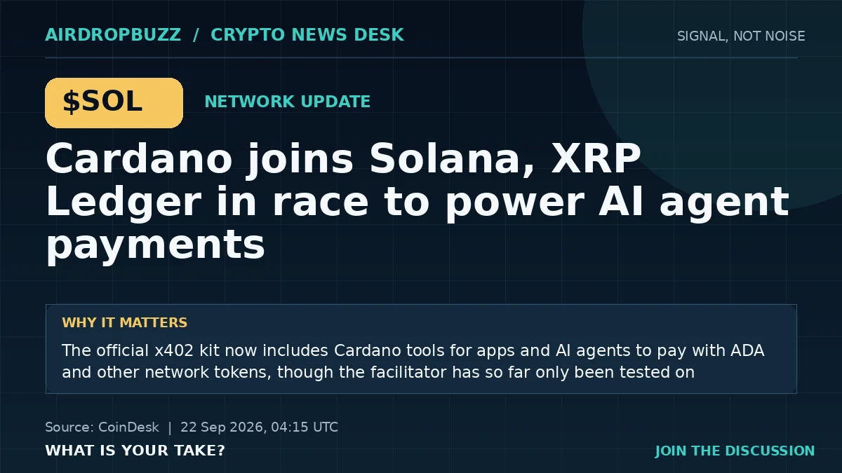 Cardano, Solana and XRP Race for AI Agent Payments