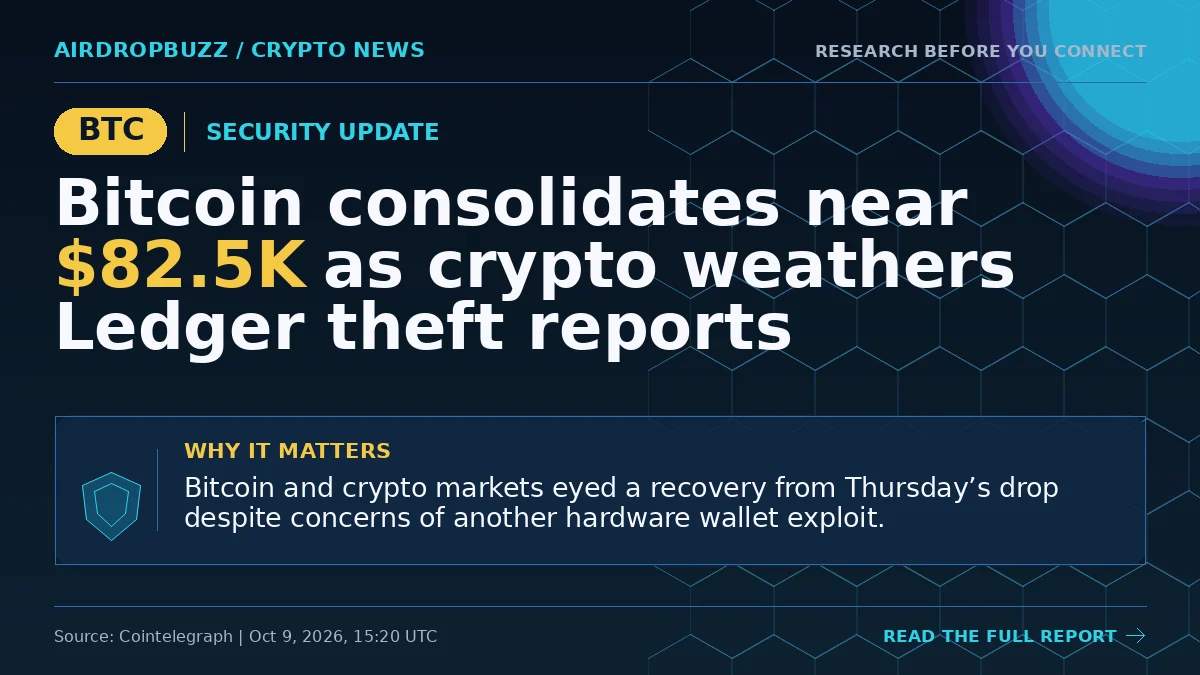 Bitcoin consolidates near $82.5K as crypto weathers Ledger theft…
