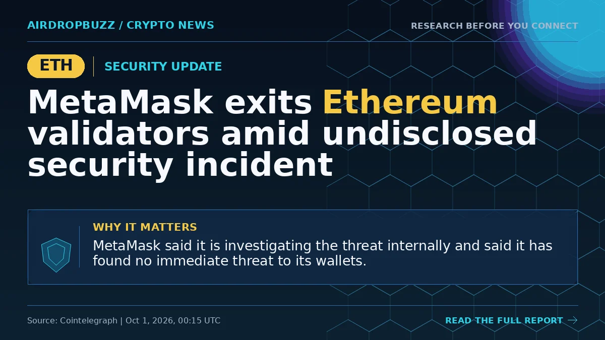 MetaMask exits Ethereum validators amid undisclosed security incident