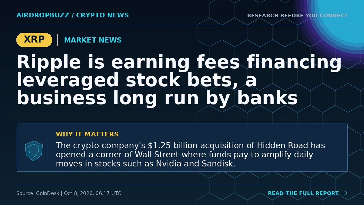 Ripple is earning fees financing leveraged stock bets, a business…