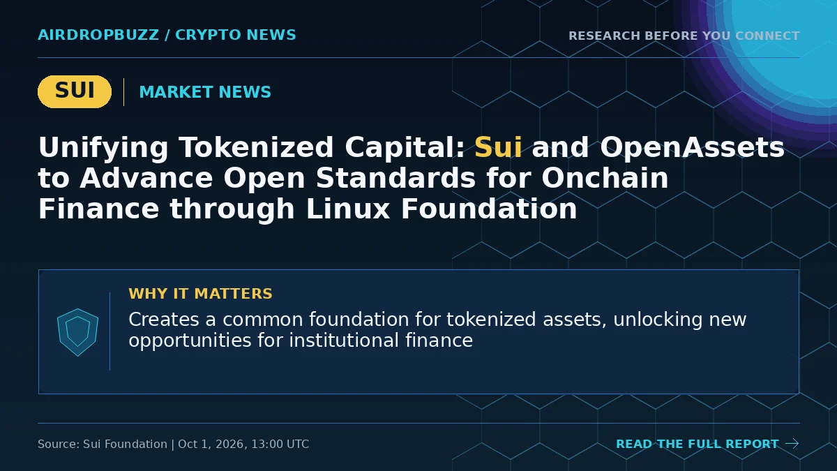 Unifying Tokenized Capital: Sui and OpenAssets to Advance Open…