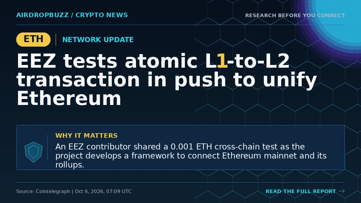EEZ tests atomic L1-to-L2 transaction in push to unify Ethereum