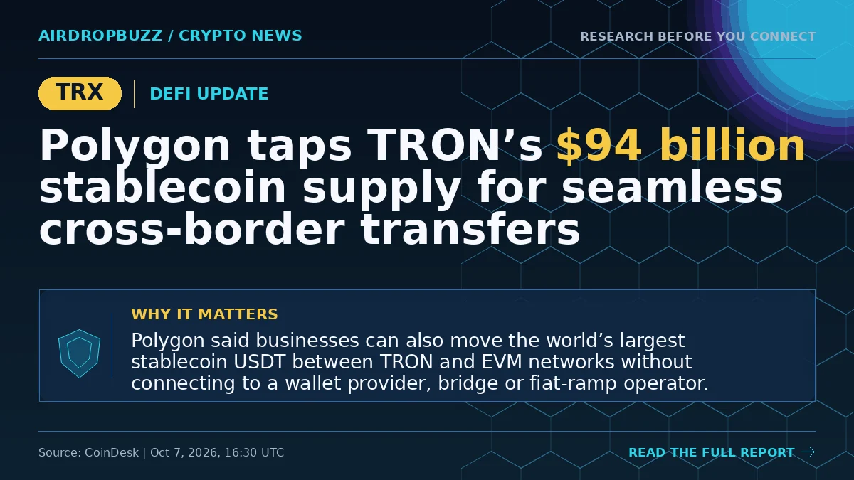 Polygon taps TRON’s $94 billion stablecoin supply for seamless…
