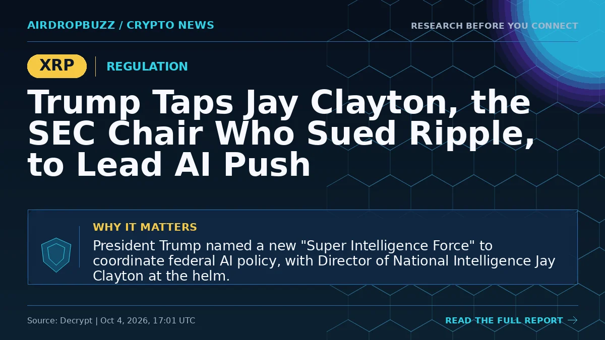 Trump Taps Jay Clayton, the SEC Chair Who Sued Ripple, to Lead AI Push