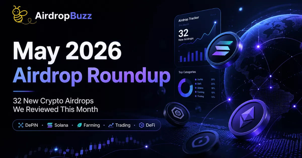 May 2026 Airdrop Roundup: 32 New Crypto Airdrops We Reviewed This Month