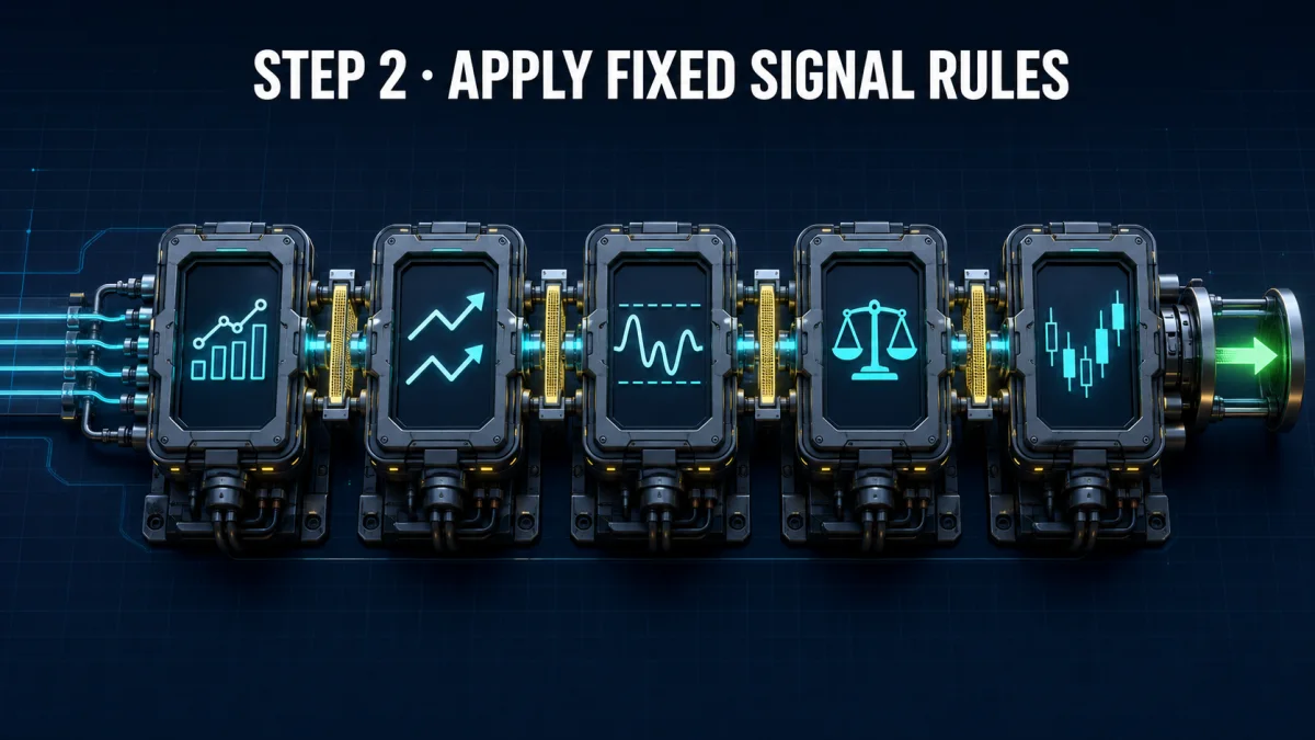Five connected validation modules applying the Market Pulse signal rules
