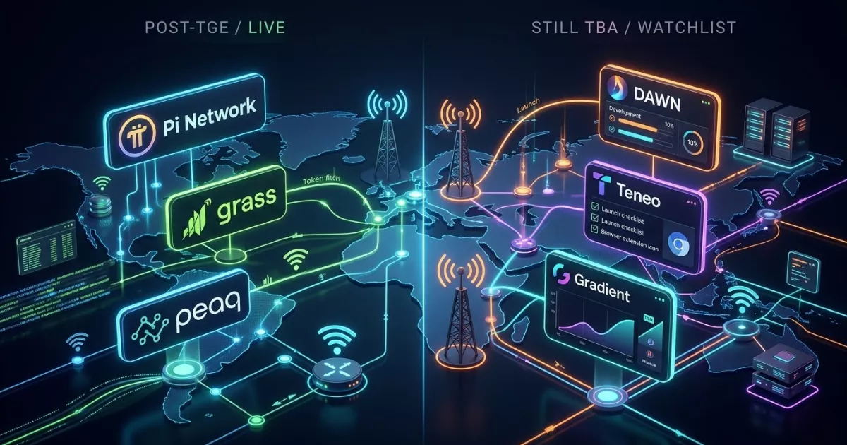 DePIN TGE Update: Pi, Grass, peaq Live — DAWN and Teneo Still in Play