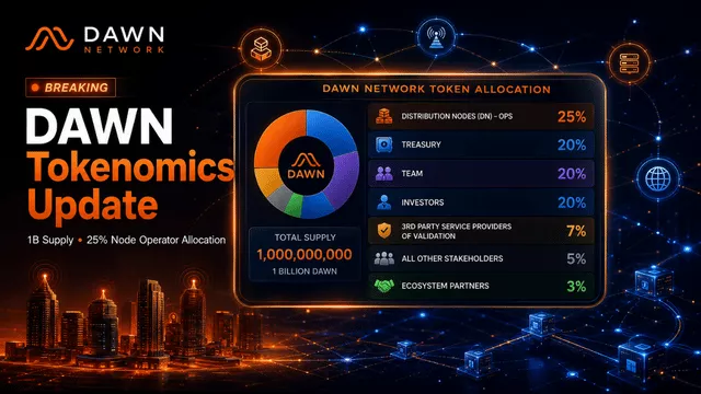 DAWN Tokenomics Lists 25% for Node Operators as TGE Remains TBA